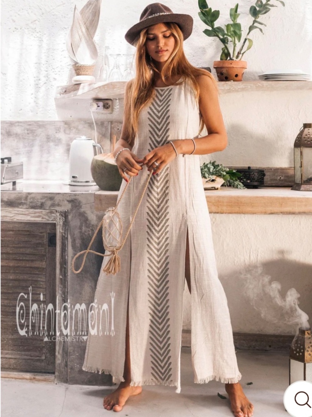 ~Free People Boho Maxi Organic Cotton Dress Size Large~ - Picture 7 of 7